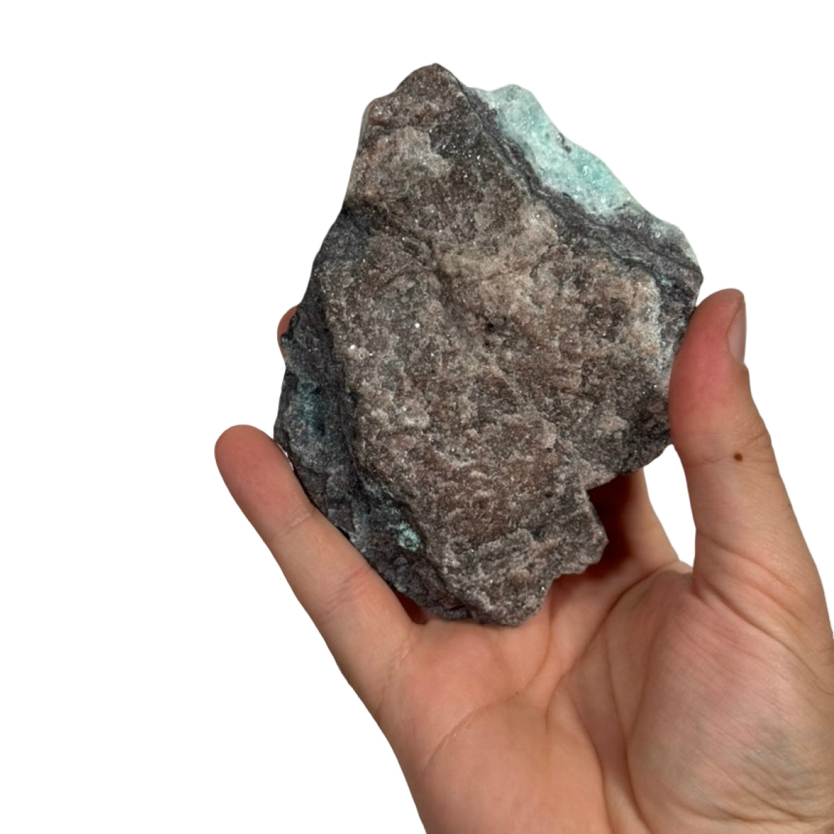 Calcite with copper minerals (B) — natural, Mexico
