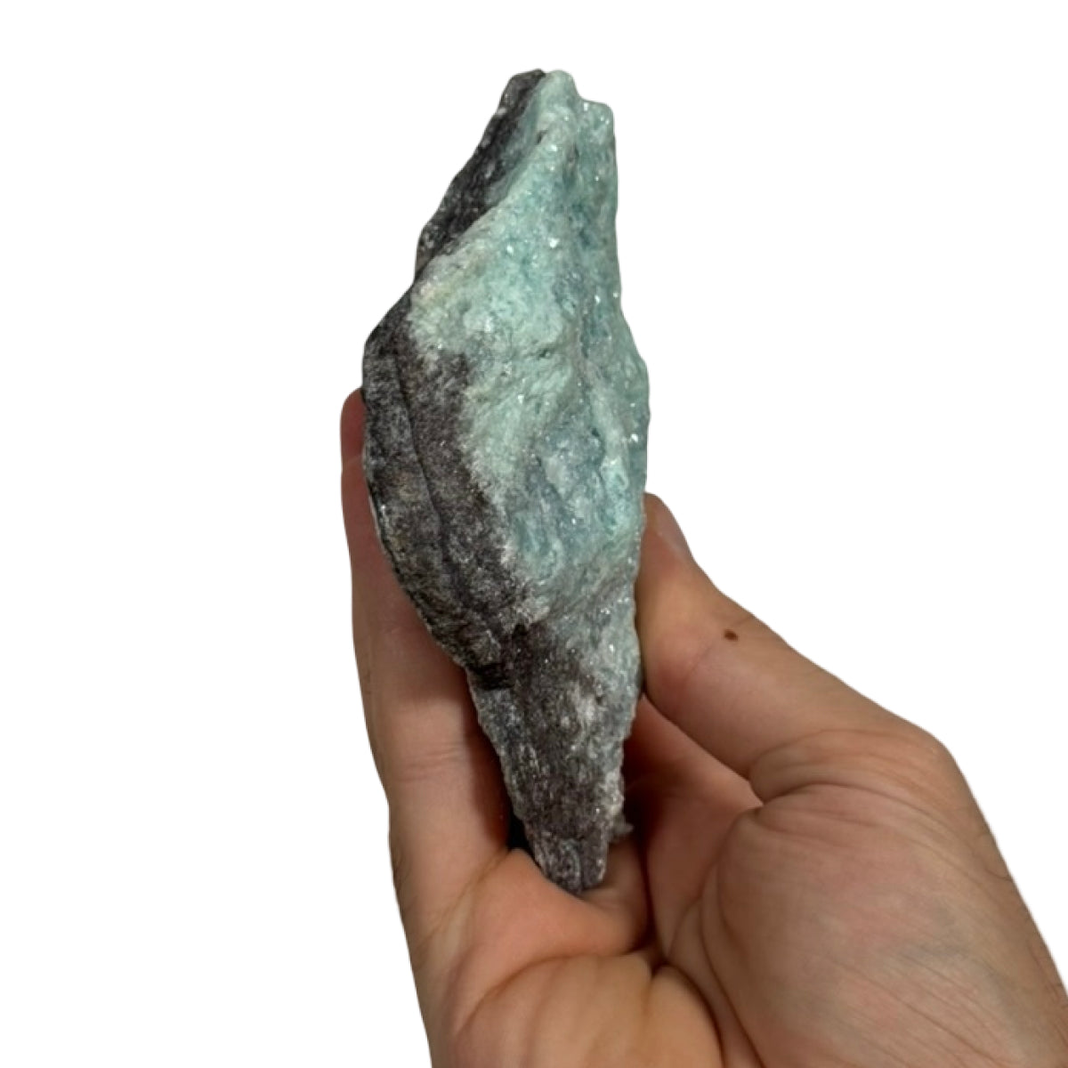Calcite with copper minerals (B) — natural, Mexico