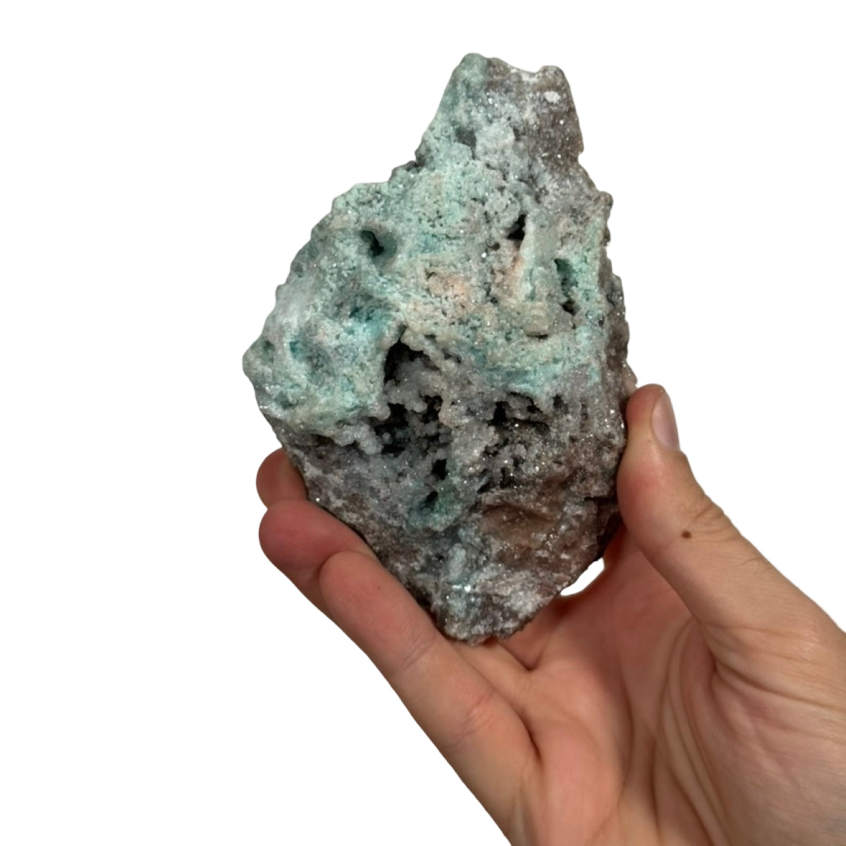 Calcite with copper minerals (C) — natural, Mexico