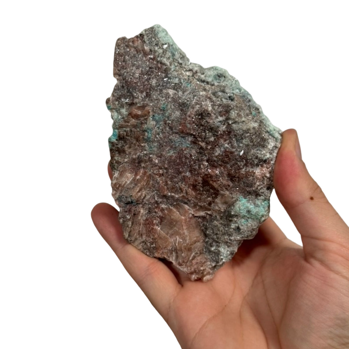 Calcite with copper minerals (C) — natural, Mexico