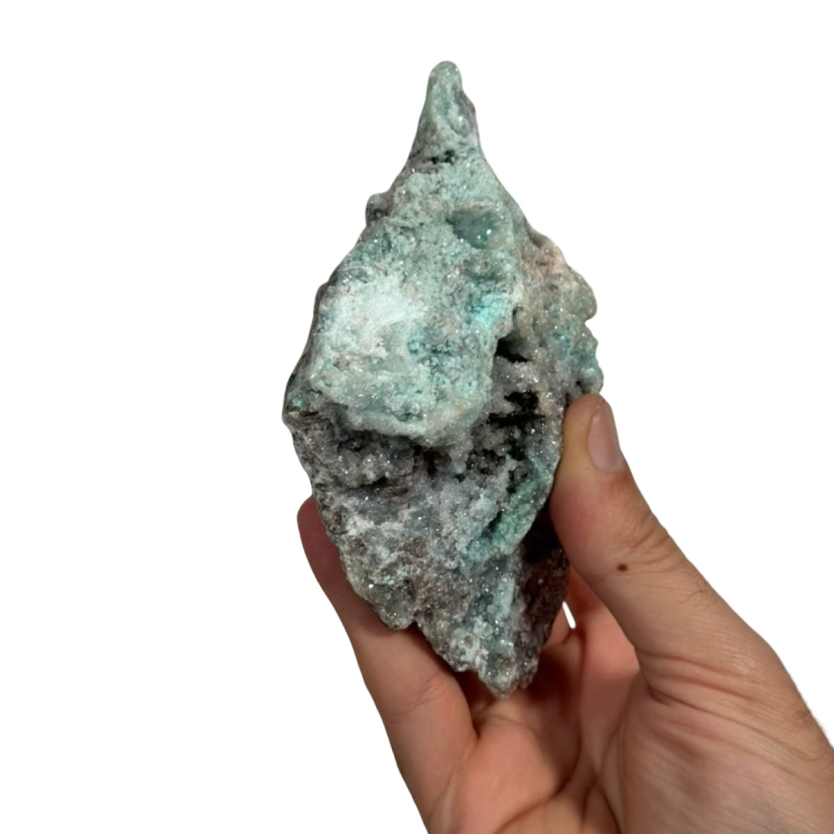 Calcite with copper minerals (C) — natural, Mexico