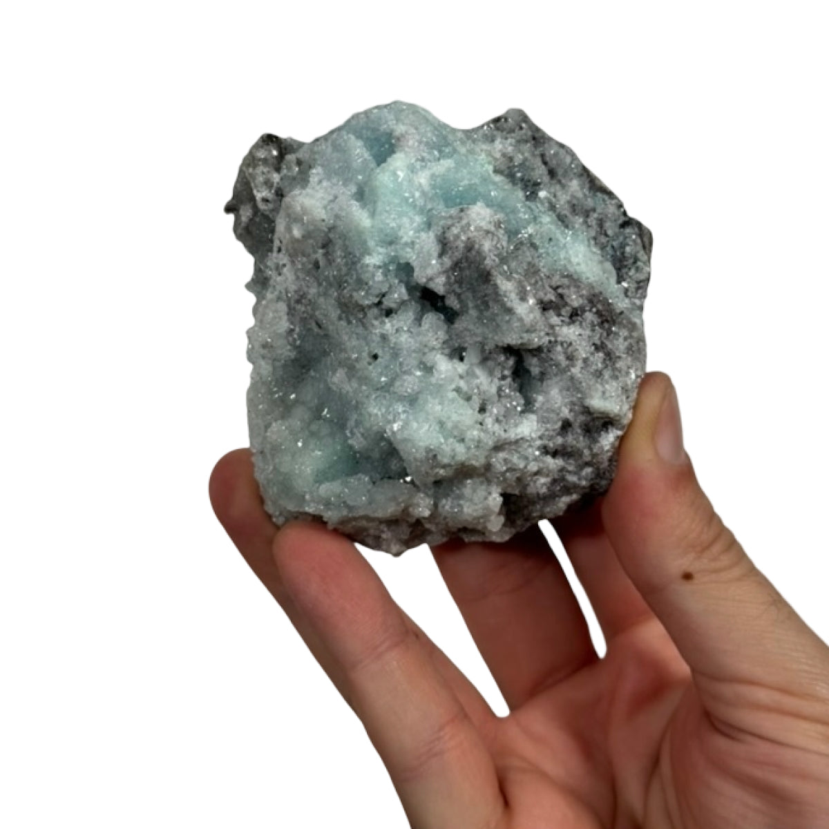 Calcite with copper minerals (D) — natural, Mexico