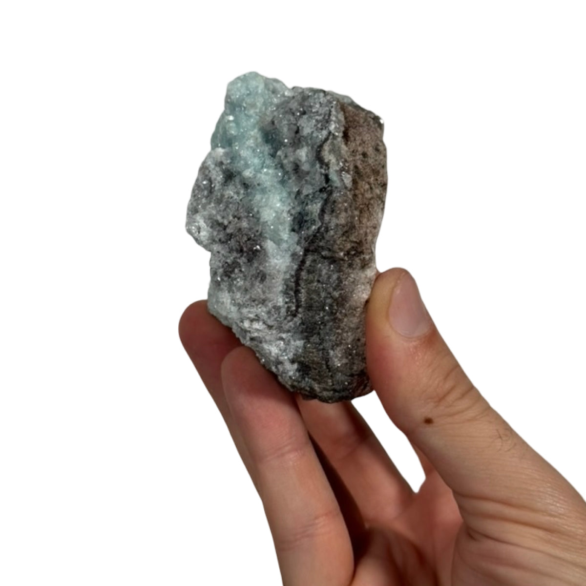Calcite with copper minerals (D) — natural, Mexico