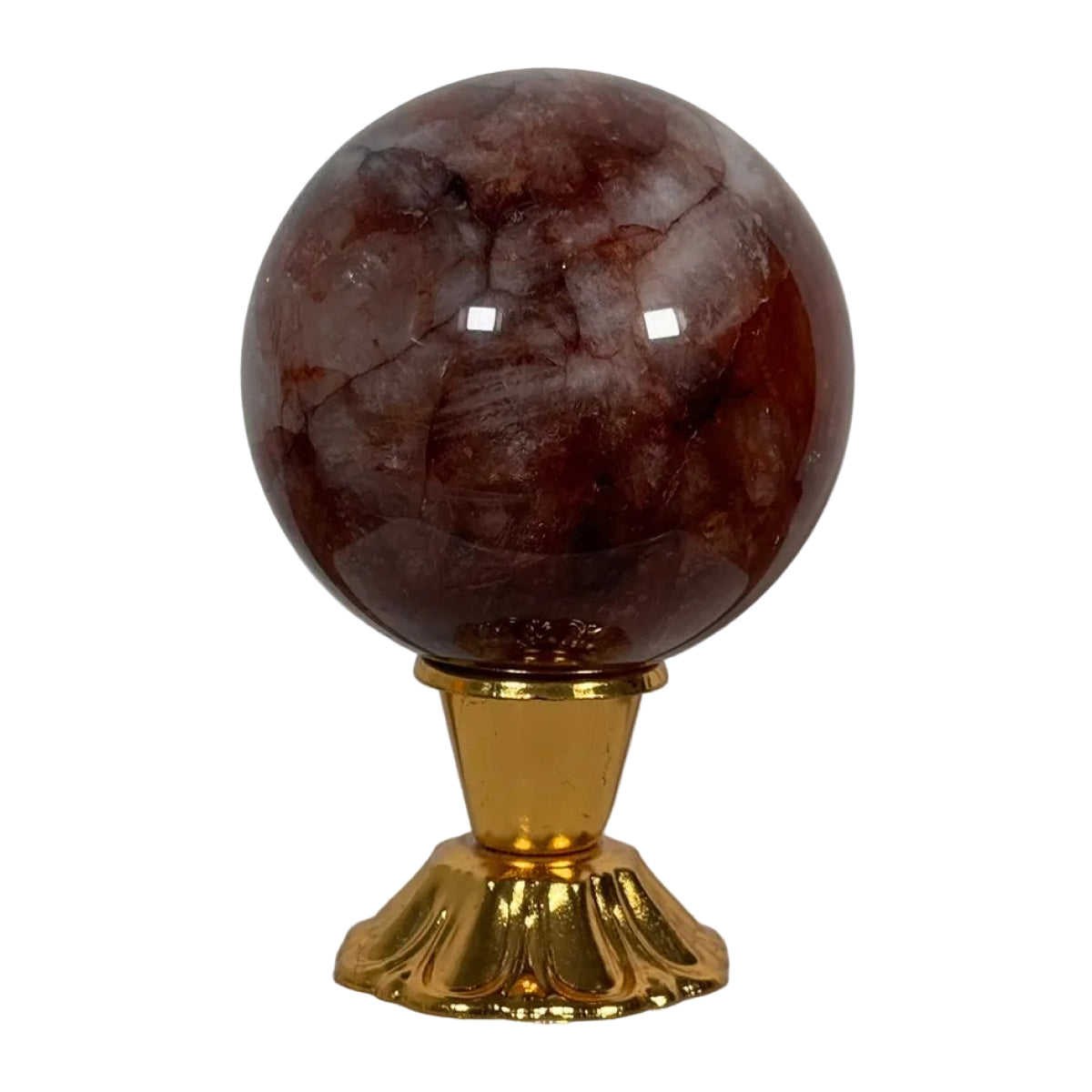 Fire quartz sphere (A) — natural, Brazil