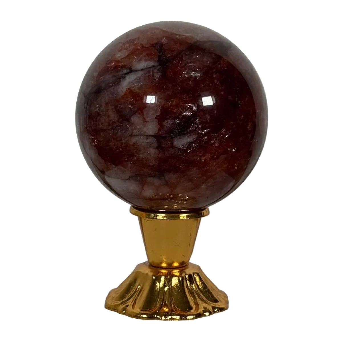 Fire quartz sphere (A) — natural, Brazil