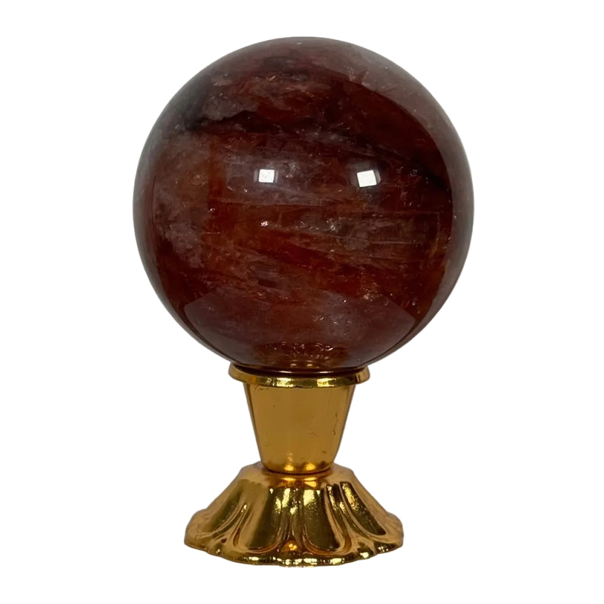 Fire quartz sphere (A) — natural, Brazil