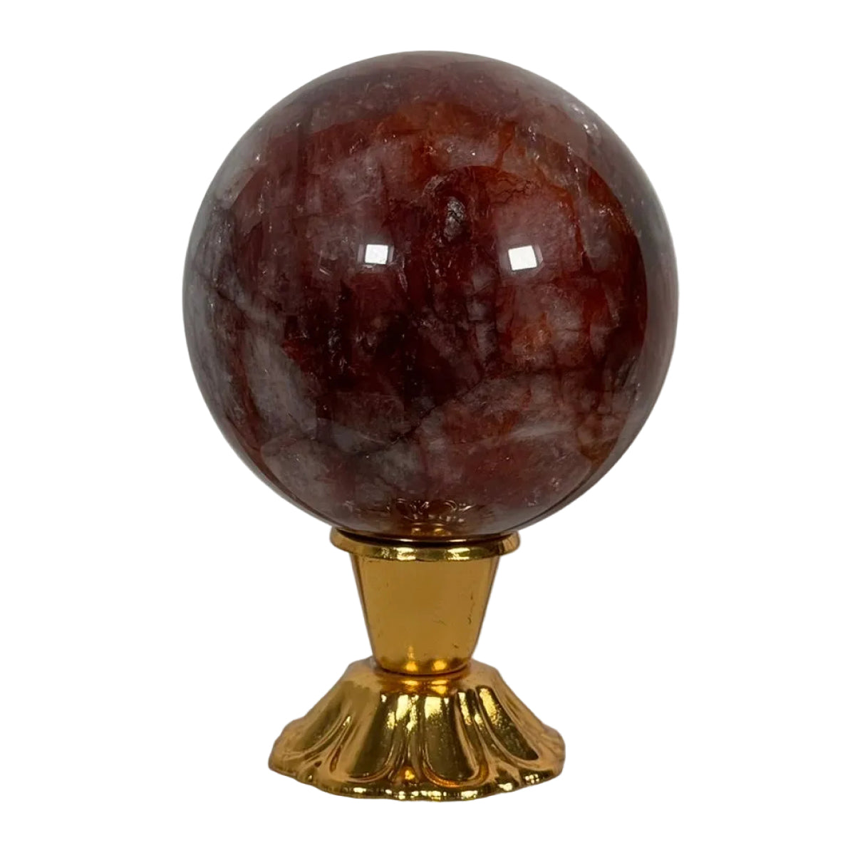 Fire quartz sphere (B) — natural, Brazil