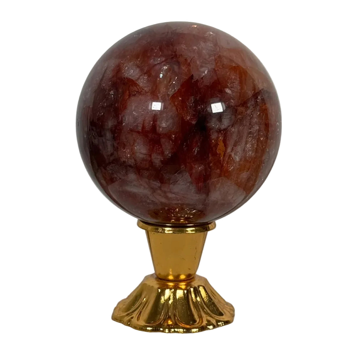 Fire quartz sphere (B) — natural, Brazil