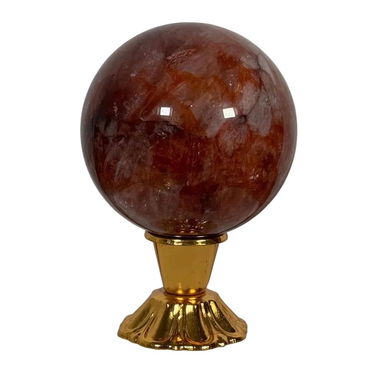 Fire quartz sphere (B) — natural, Brazil