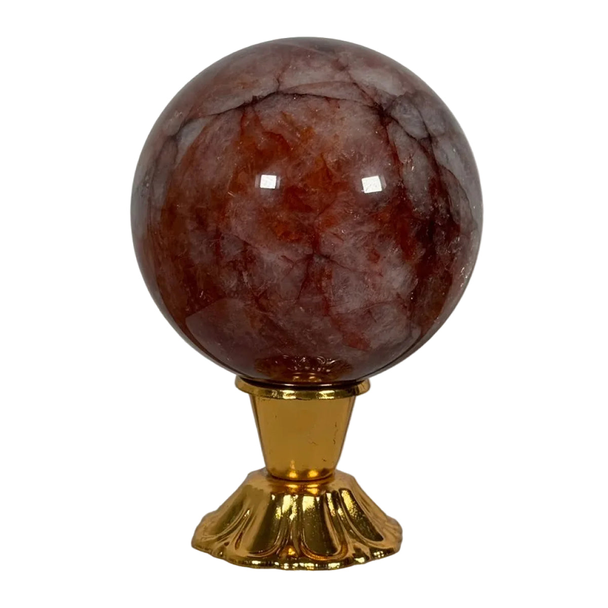 Fire quartz sphere (B) — natural, Brazil