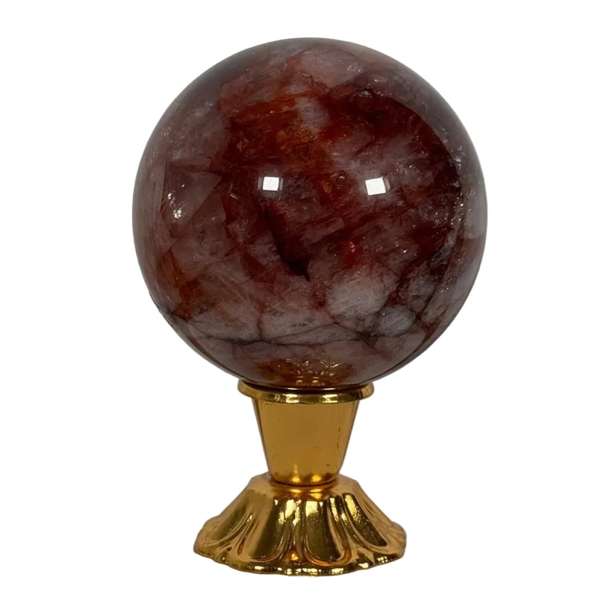 Fire quartz sphere (B) — natural, Brazil