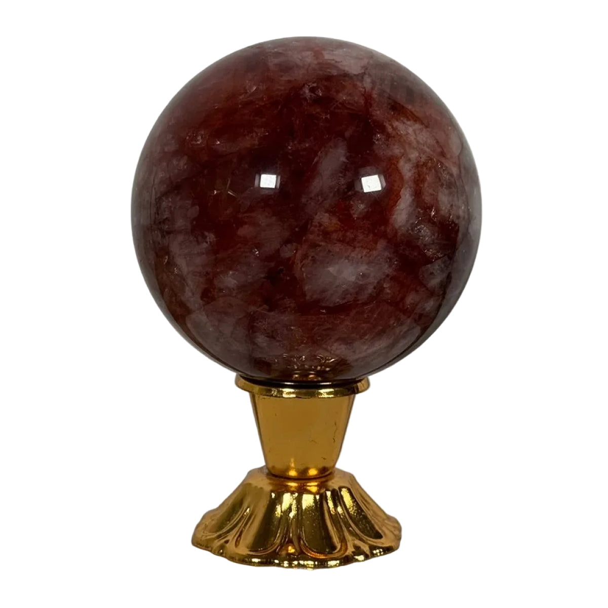 Fire quartz sphere (B) — natural, Brazil