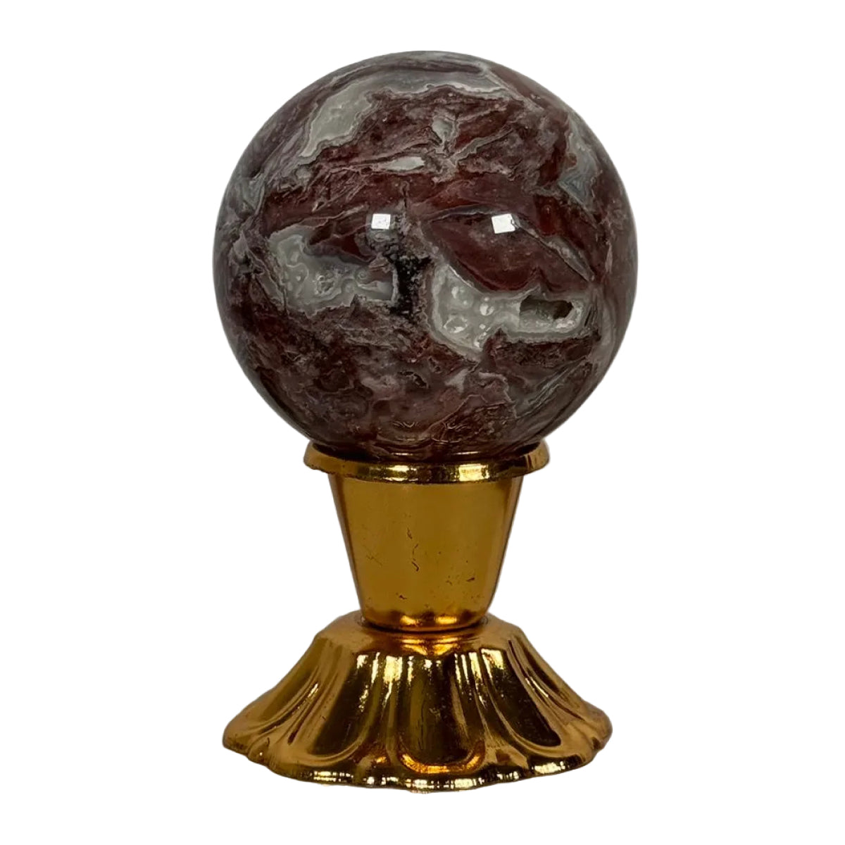Crazy lace agate sphere (B) — natural, Mexico