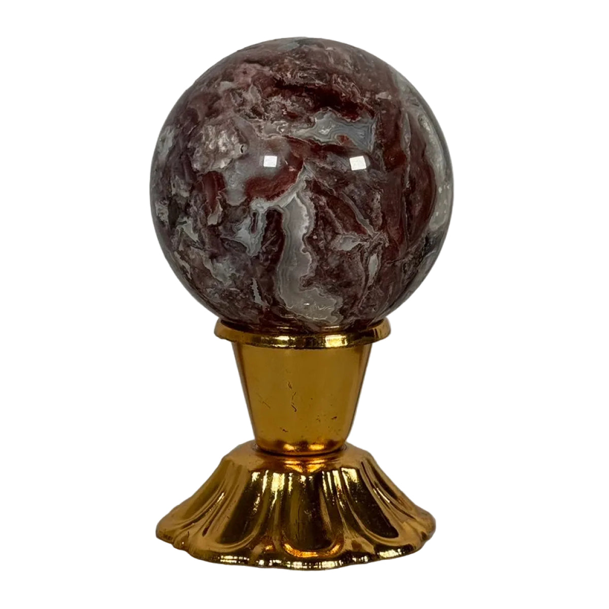 Crazy lace agate sphere (B) — natural, Mexico