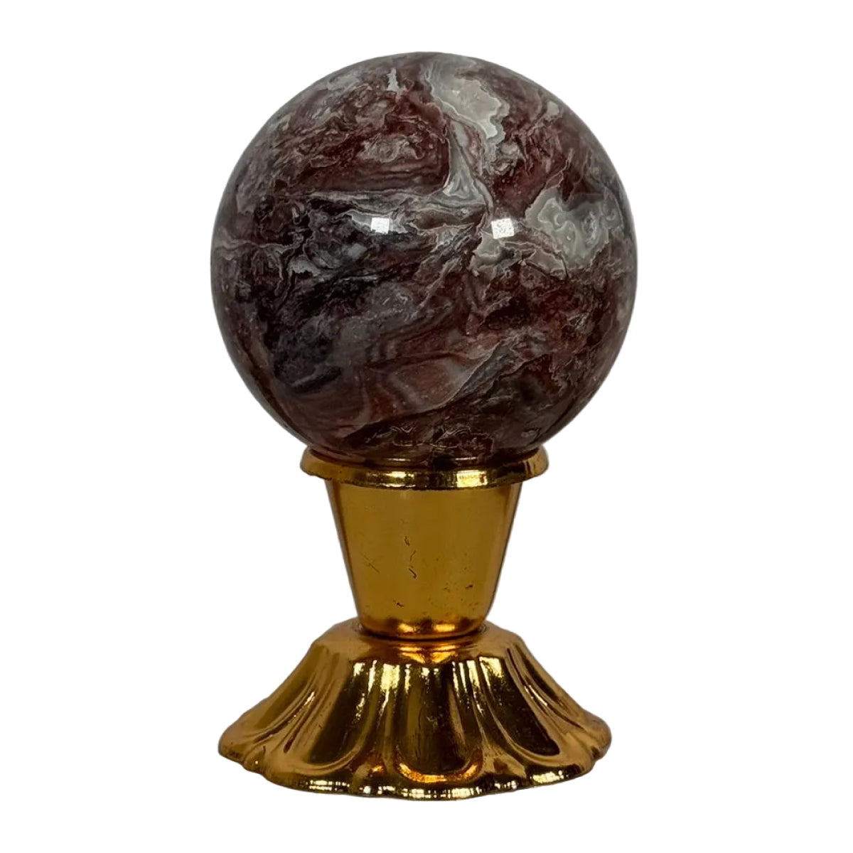 Crazy lace agate sphere (B) — natural, Mexico