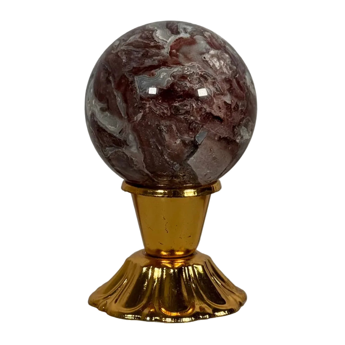 Crazy lace agate sphere (B) — natural, Mexico