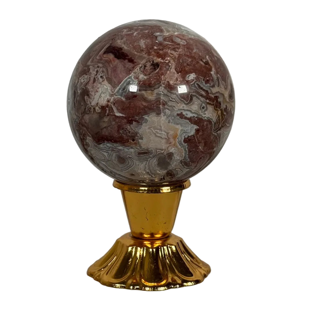 Crazy lace agate sphere (D) — natural, Mexico