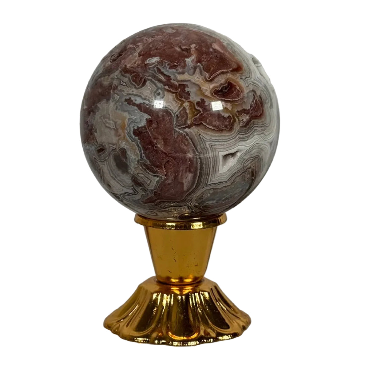 Crazy lace agate sphere (D) — natural, Mexico