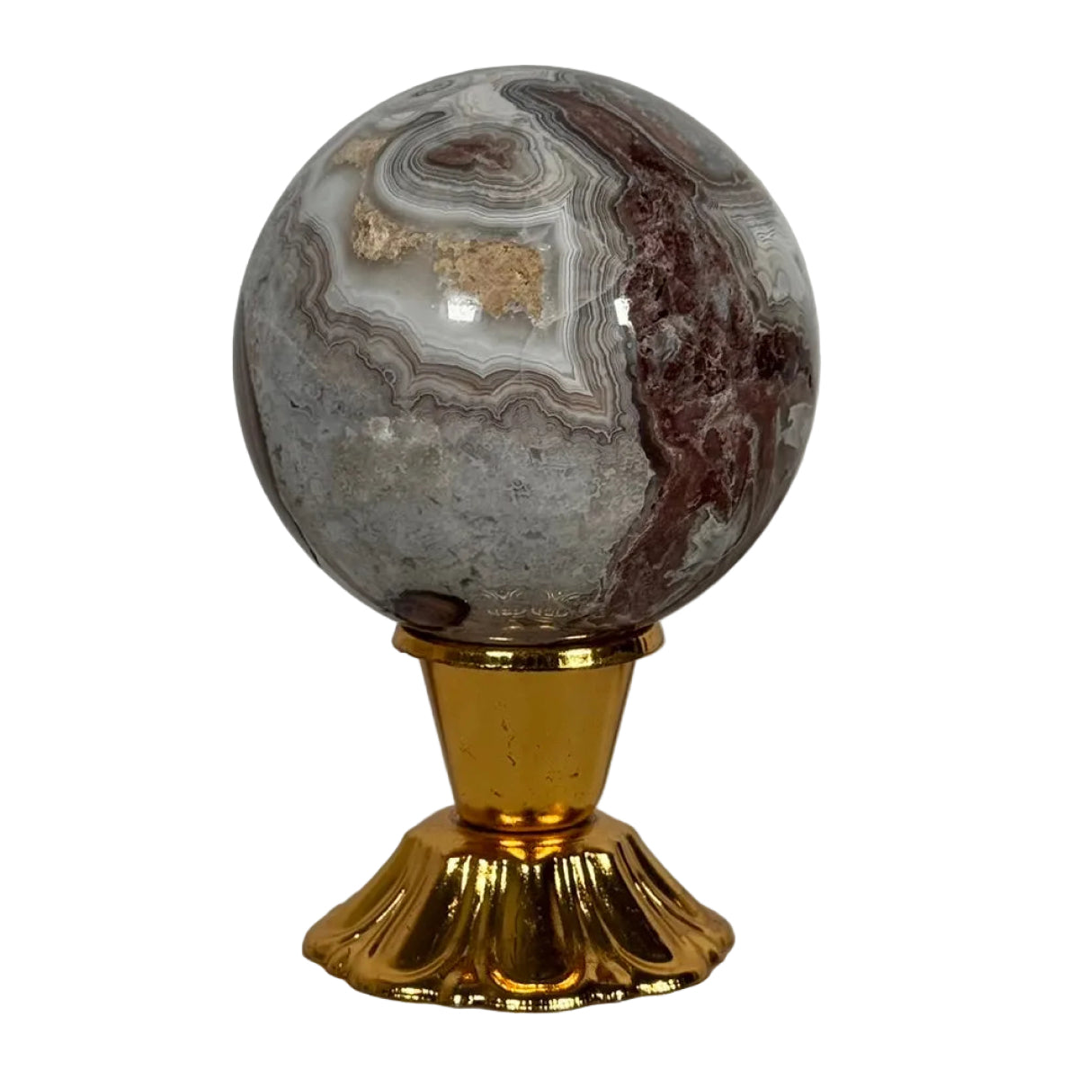 Crazy lace agate sphere (D) — natural, Mexico