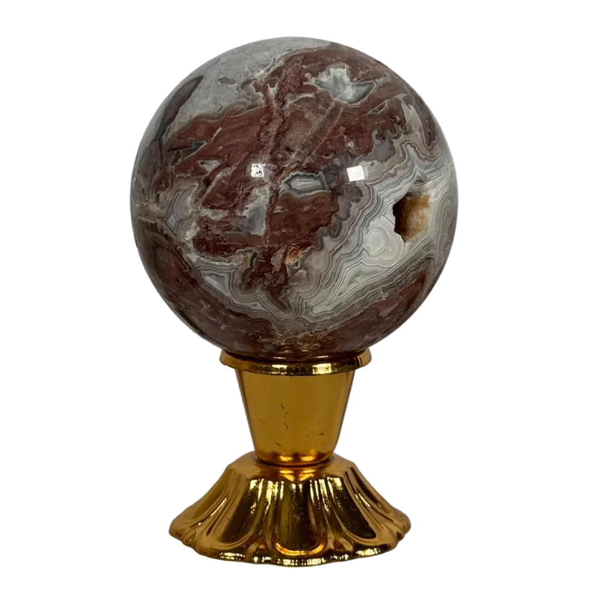 Crazy lace agate sphere (D) — natural, Mexico