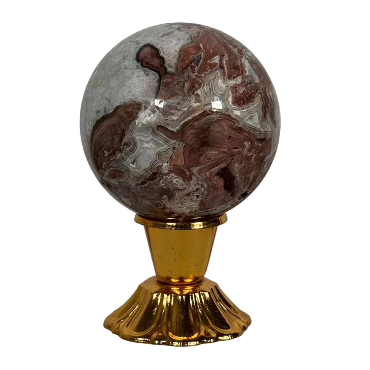 Crazy lace agate sphere (D) — natural, Mexico