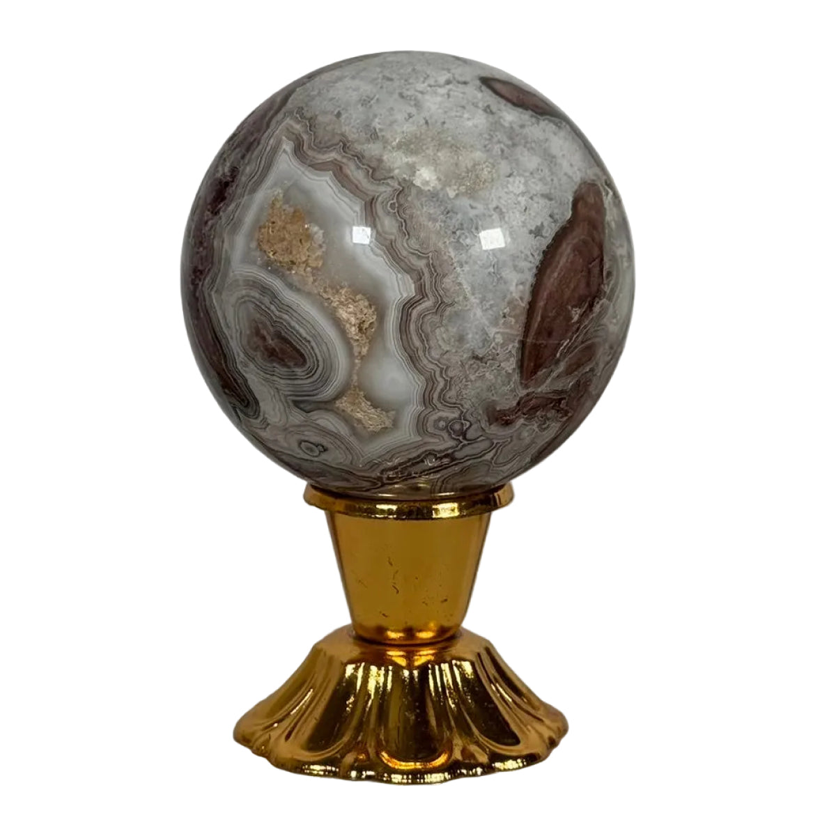 Crazy lace agate sphere (D) — natural, Mexico