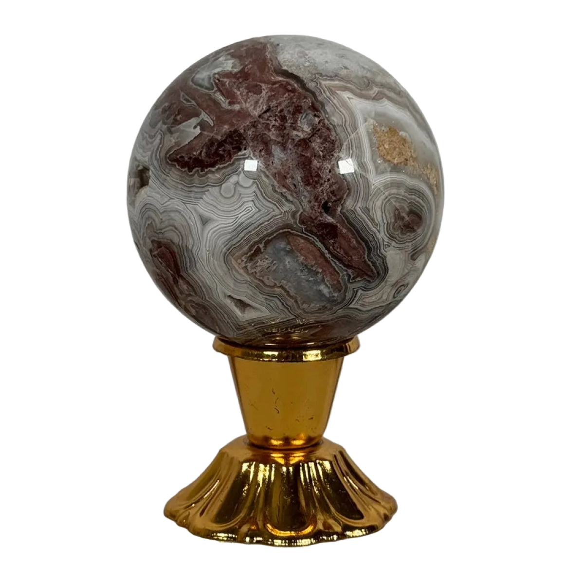 Crazy lace agate sphere (D) — natural, Mexico