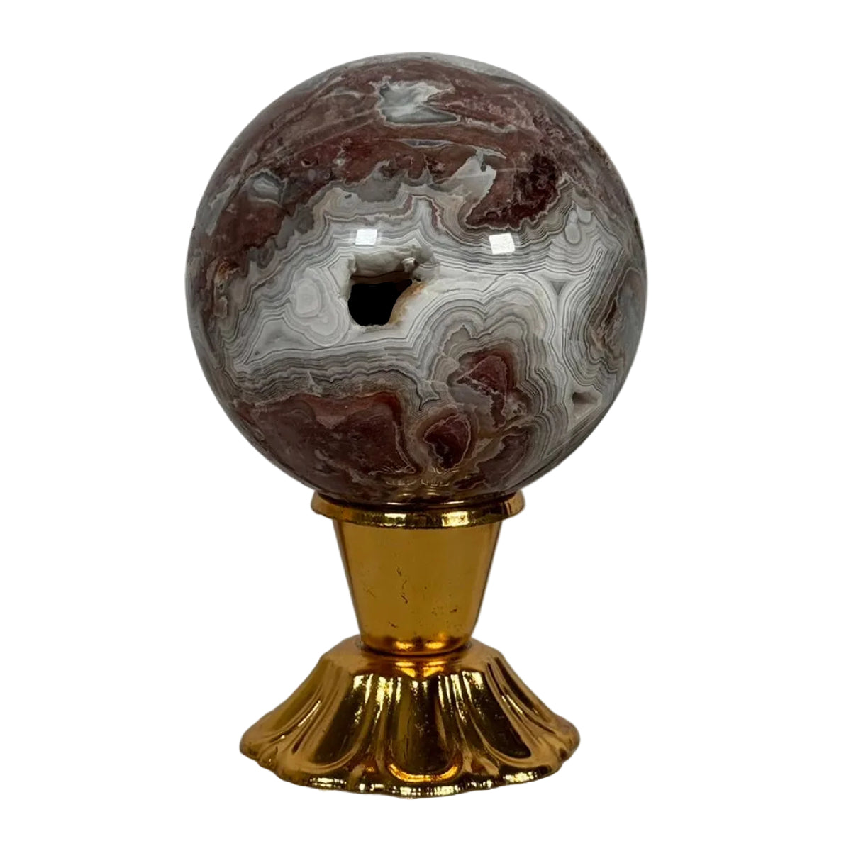 Crazy lace agate sphere (D) — natural, Mexico