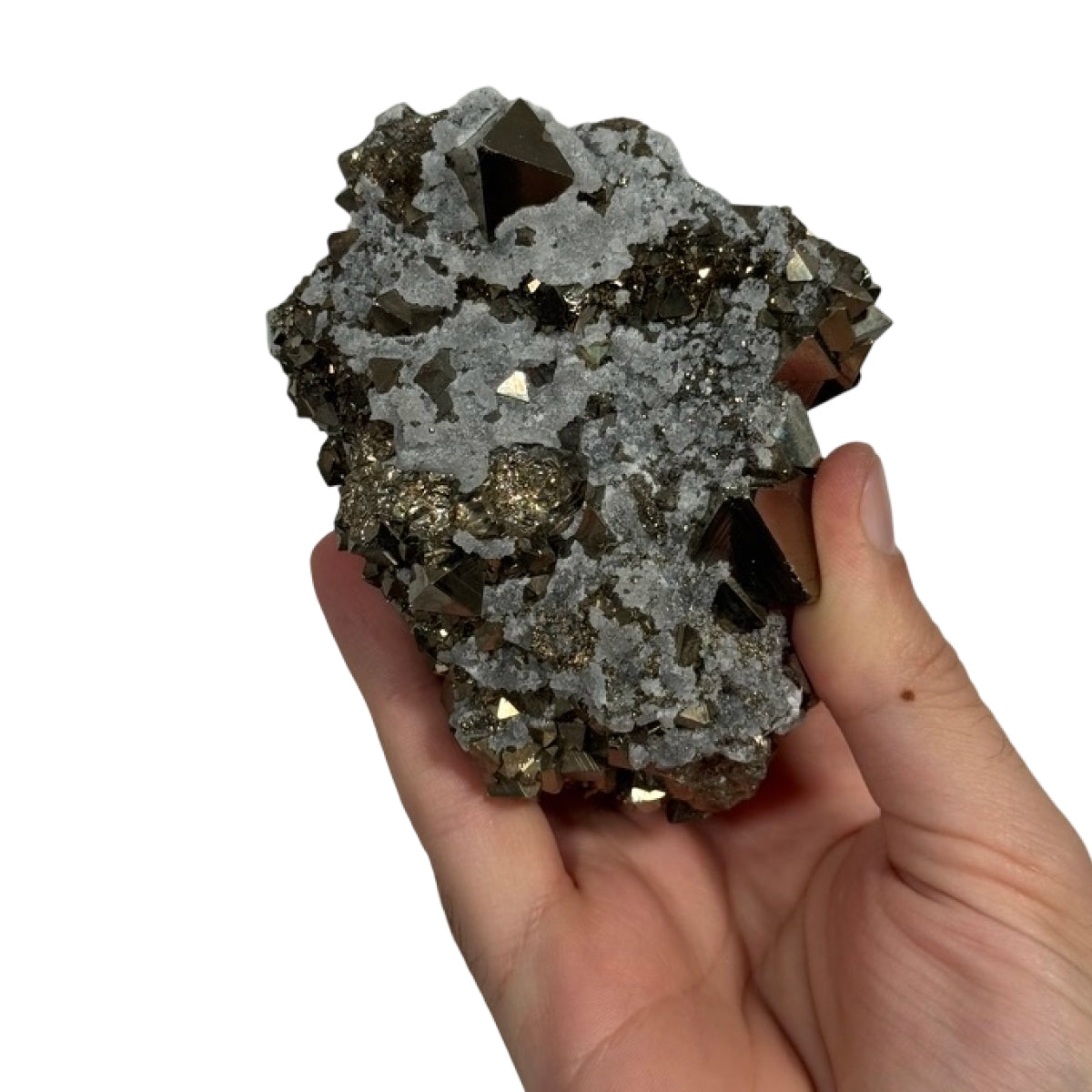 Pyrite cluster (B) — natural, Peru