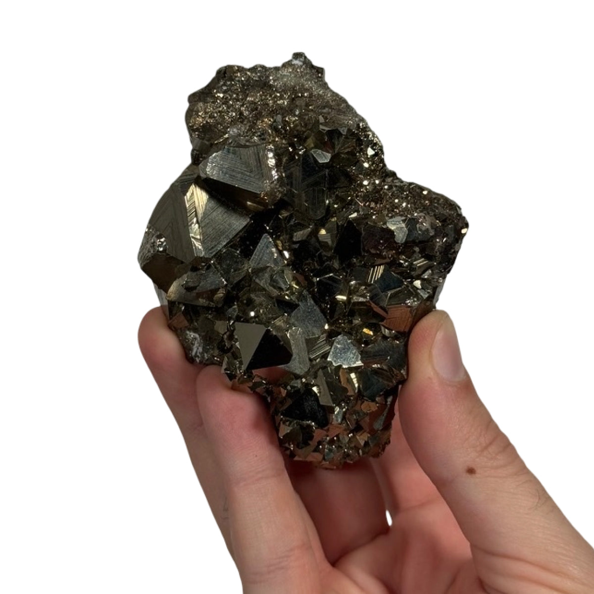 Pyrite cluster (C) — natural, Peru