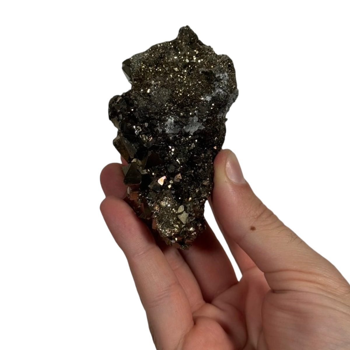 Pyrite cluster (C) — natural, Peru
