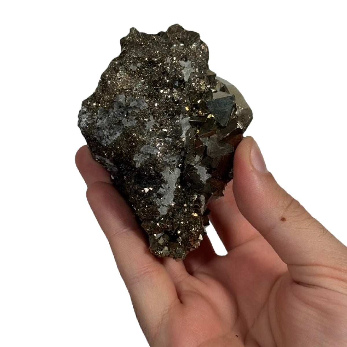 Pyrite cluster (C) — natural, Peru
