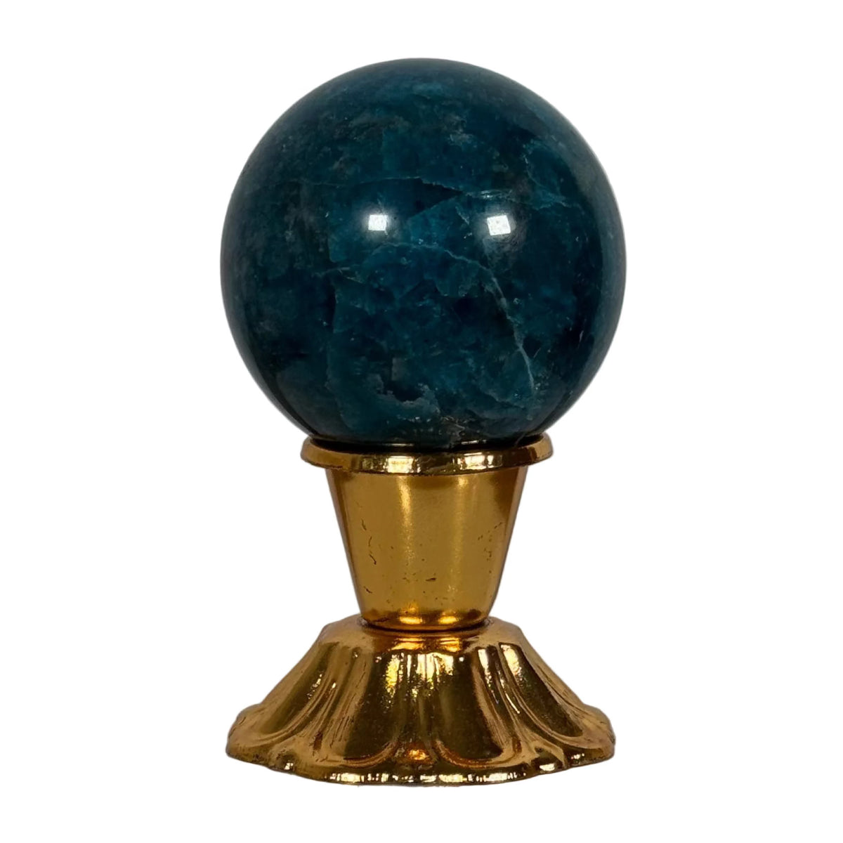 Blue apatite sphere (A) — natural, Madagascar