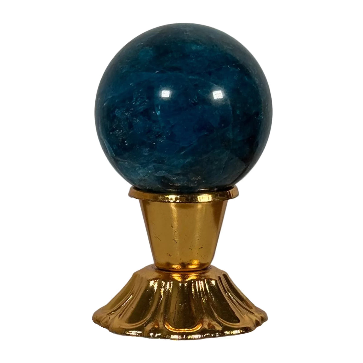 Blue apatite sphere (A) — natural, Madagascar