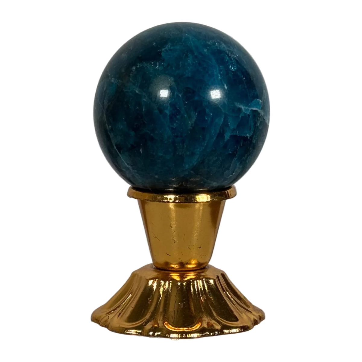 Blue apatite sphere (A) — natural, Madagascar