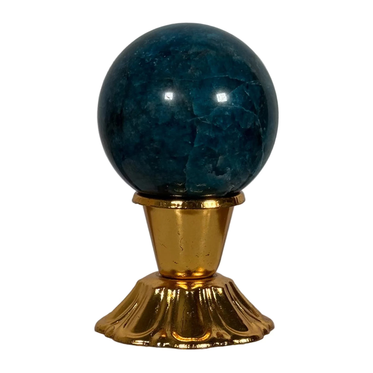 Blue apatite sphere (A) — natural, Madagascar