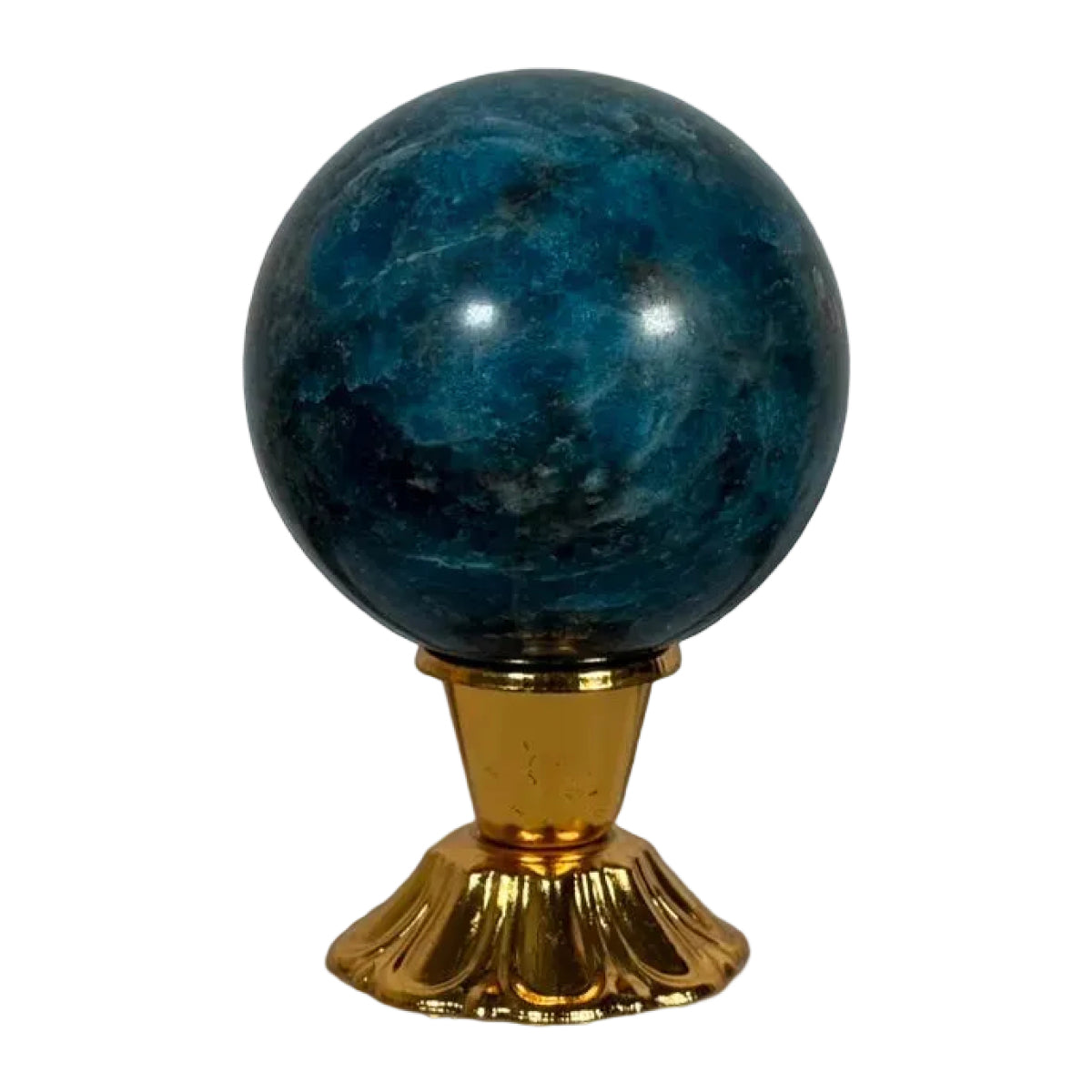 Blue apatite sphere (D) — natural, Madagascar