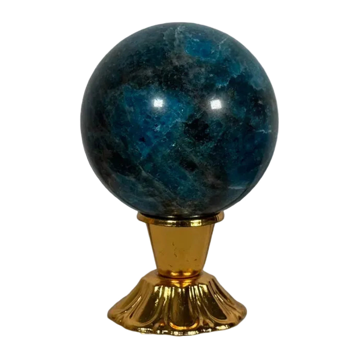 Blue apatite sphere (D) — natural, Madagascar